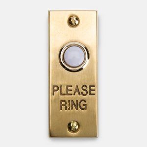 Rejuvenation Lighted "Please Ring" Door Bell Button Unlacquered Brass